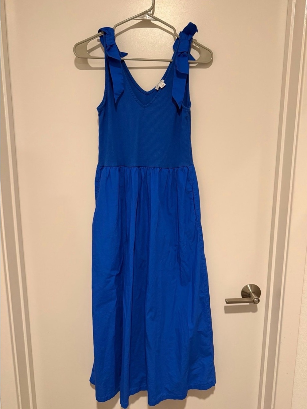 J. Crew Bright Blue Ribbed V-Neck Tank